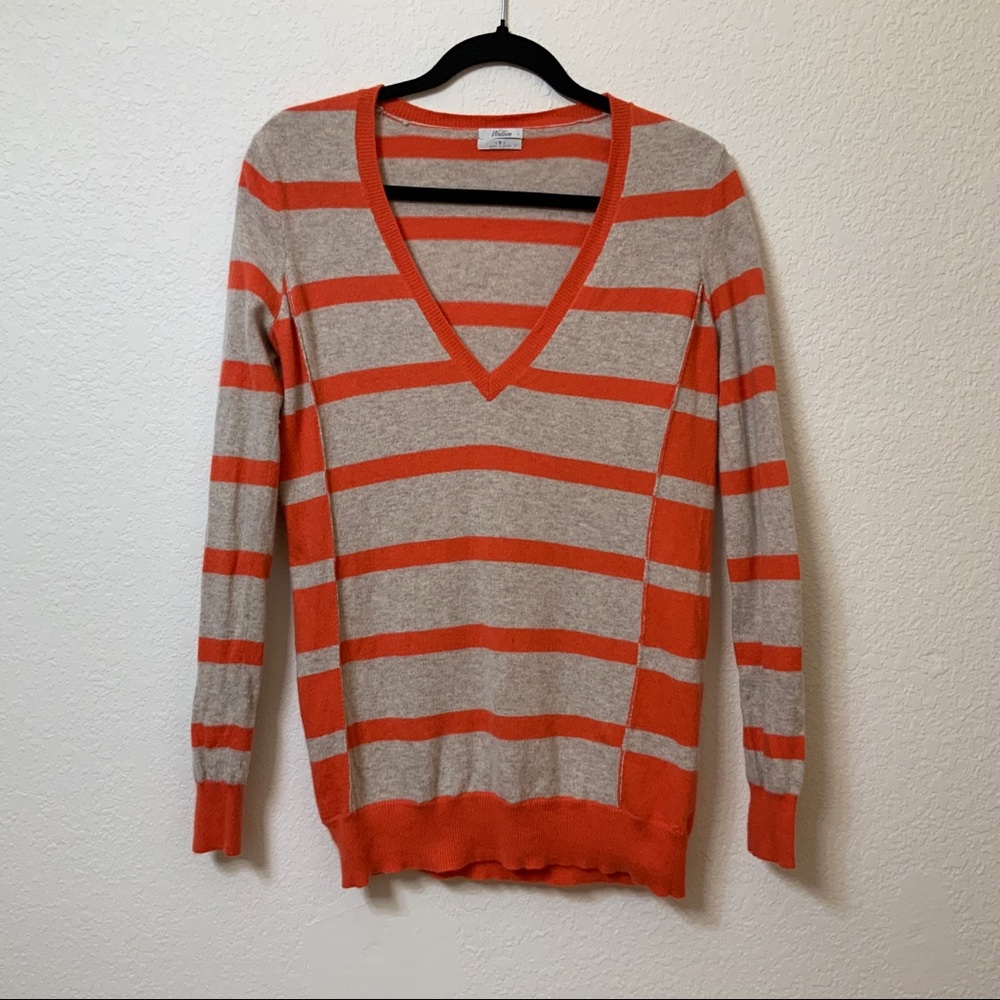 Wallace women’s red creamy striped sweater size S
